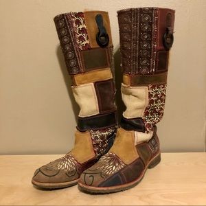 Rare Timberland limited edition leather patchwork boho boots Size 10